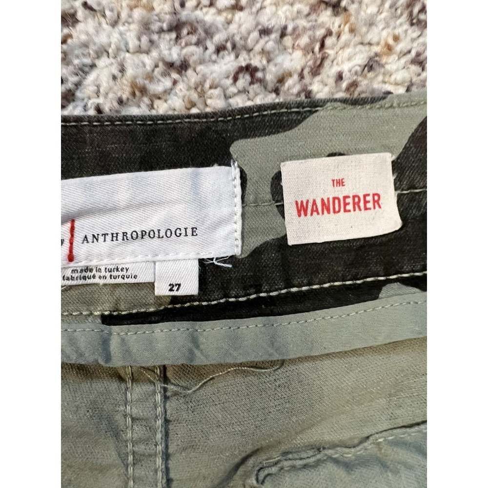 ANTHROPOLOGIE CAMO Green THE WANDERER CARGO PANTS WOMENS SZ 27 Cotton Blend - Picture 5 of 7